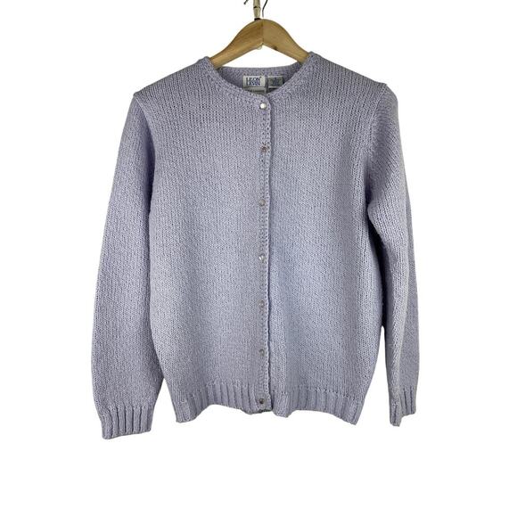 Leon Levin Women's S Lavendar Purple Hand Loomed Button Up Cardigan Sweater - Picture 1 of 5